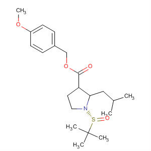 477587-09-0  3-Pyrrolidinecarboxylic acid,1-[(R)-(1,1-dimethylethyl)sulfinyl]-2-(2-methylpropyl)-,(4-methoxyphenyl)methyl ester, (2R,3S)-
