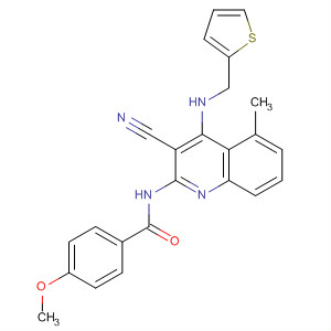 477707-56-5  Benzamide,N-[3-cyano-5-methyl-4-[(2-thienylmethyl)amino]-2-quinolinyl]-4-methoxy-