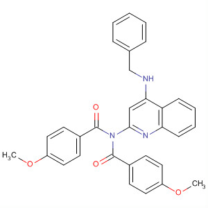 477707-93-0  Benzamide,4-methoxy-N-(4-methoxybenzoyl)-N-[4-[(phenylmethyl)amino]-2-quinolinyl]-