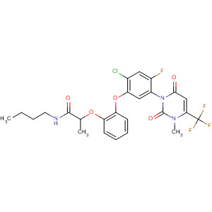 477715-52-9  Propanamide,N-butyl-2-[2-[2-chloro-5-[3,6-dihydro-3-methyl-2,6-dioxo-4-(trifluoromethyl)-1(2H)-pyrimidinyl]-4-fluorophenoxy]phenoxy]-