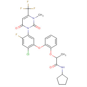 477715-62-1  Propanamide,2-[2-[2-chloro-5-[3,6-dihydro-3-methyl-2,6-dioxo-4-(trifluoromethyl)-1(2H)-pyrimidinyl]-4-fluorophenoxy]phenoxy]-N-cyclopentyl-