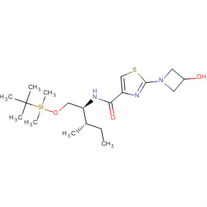 429670-00-8  4-Thiazolecarboxamide,N-[(1S,2S)-1-[[[(1,1-dimethylethyl)dimethylsilyl]oxy]methyl]-2-methylbutyl]-2-(3-hydroxy-1-azetidinyl)-