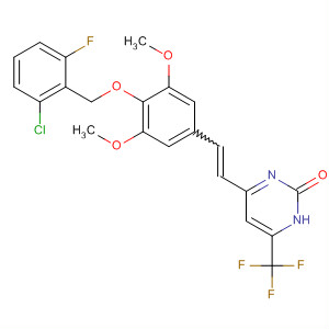 432020-19-4  2(1H)-Pyrimidinone,4-[2-[4-[(2-chloro-6-fluorophenyl)methoxy]-3,5-dimethoxyphenyl]ethenyl]-6-(trifluoromethyl)-