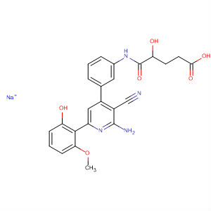 433958-71-5  Pentanoic acid,5-[[3-[2-amino-3-cyano-6-(2-hydroxy-6-methoxyphenyl)-4-pyridinyl]phenyl]amino]-4-hydroxy-5-oxo-, monosodium salt