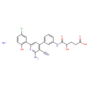 433958-76-0  Pentanoic acid,5-[[3-[2-amino-6-(5-chloro-2-hydroxyphenyl)-3-cyano-4-pyridinyl]phenyl]amino]-4-hydroxy-5-oxo-, monosodium salt