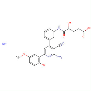 433958-77-1  Pentanoic acid,5-[[3-[2-amino-3-cyano-6-(2-hydroxy-5-methoxyphenyl)-4-pyridinyl]phenyl]amino]-4-hydroxy-5-oxo-, monosodium salt