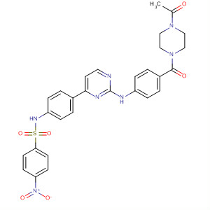 434948-16-0  Piperazine,1-acetyl-4-[4-[[4-[4-[[(4-nitrophenyl)sulfonyl]amino]phenyl]-2-pyrimidinyl]amino]benzoyl]-