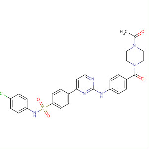 434950-30-8  Piperazine,1-acetyl-4-[4-[[4-[4-[[(4-chlorophenyl)amino]sulfonyl]phenyl]-2-pyrimidinyl]amino]benzoyl]-