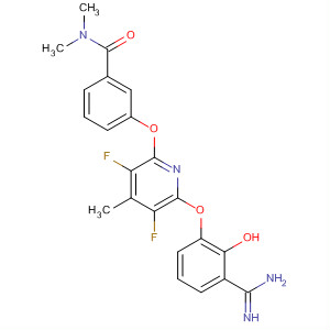 439800-91-6  Benzamide,3-[[6-[3-(aminoiminomethyl)-2-hydroxyphenoxy]-3,5-difluoro-4-methyl-2-pyridinyl]oxy]-N,N-dimethyl-