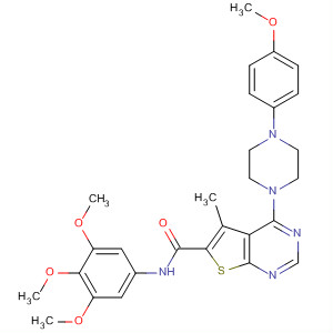 441720-59-8  Thieno[2،3-d]پیریمیدین-6-کربوکسامید،4-[4-(4-متوکسی فنیل)-1-پیپرازینیل]-5-متیل-N-(3،4،5-trimethoxyphenyl)-