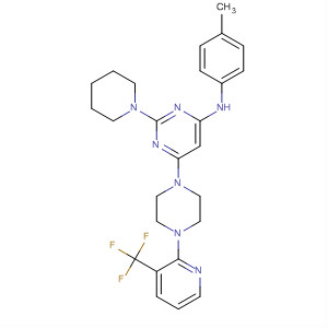 445453-43-0  4-Pyrimidinamine,N-(4-methylphenyl)-2-(1-piperidinyl)-6-[4-[3-(trifluoromethyl)-2-pyridinyl]-1-piperazinyl]-