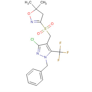 447399-91-9  Isoxazole,3-[[[3-chloro-1-(phenylmethyl)-5-(trifluoromethyl)-1H-pyrazol-4-yl]methyl]sulfonyl]-4,5-dihydro-5,5-dimethyl-