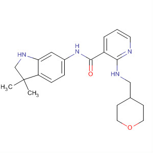 453564-43-7  3-Pyridinecarboxamide,N-(2,3-dihydro-3,3-dimethyl-1H-indol-6-yl)-2-[[(tetrahydro-2H-pyran-4-yl)methyl]amino]-