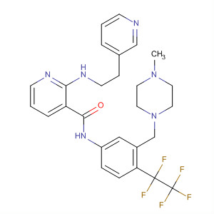 453565-17-8  3-Pyridinecarboxamide,N-[3-[(4-methyl-1-piperazinyl)methyl]-4-(pentafluoroethyl)phenyl]-2-[[2-(3-pyridinyl)ethyl]amino]-