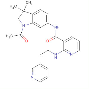 453565-20-3  3-Pyridinecarboxamide,N-(1-acetyl-2,3-dihydro-3,3-dimethyl-1H-indol-6-yl)-2-[[2-(3-pyridinyl)ethyl]amino]-