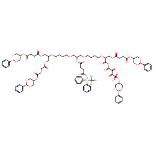 455281-65-9  5,8,13,17,22,25-Hexaoxanonacosanedioic acid,15-[4-[[(1,1-dimethylethyl)diphenylsilyl]oxy]-1,4-dioxobutoxy]-7,23-bis[[1,4-dioxo-4-[(cis-2-phenyl-1,3-dioxan-5-yl)oxy]butoxy]methyl]-4,9,12,18,21,26-hexaoxo-, bis(cis-2-phenyl-1,3-dioxan-5-yl) ester