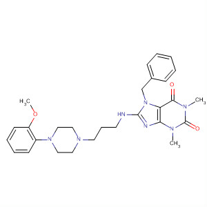 459433-46-6  1H-Purine-2,6-dione,3,7-dihydro-8-[[3-[4-(2-methoxyphenyl)-1-piperazinyl]propyl]amino]-1,3-dimethyl-7-(phenylmethyl)-