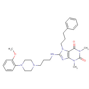 459433-47-7  1H-Purine-2,6-dione,3,7-dihydro-8-[[3-[4-(2-methoxyphenyl)-1-piperazinyl]propyl]amino]-1,3-dimethyl-7-(3-phenylpropyl)-