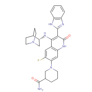 405169-81-5  3-Piperidinecarboxamide,1-[4-[(3S)-1-azabicyclo[2.2.2]oct-3-ylamino]-3-(1H-benzimidazol-2-yl)-6-fluoro-1,2-dihydro-2-oxo-7-quinolinyl]-