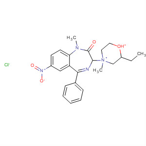 40967-14-4  Morpholinium,4-(2,3-dihydro-1-methyl-7-nitro-2-oxo-5-phenyl-1H-1,4-benzodiazepin-3-yl)-2-ethyl-4-methyl-, chloride