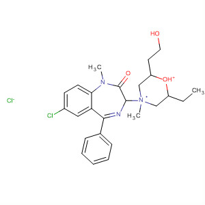 40967-17-7  Morpholinium,4-(7-chloro-2,3-dihydro-1-methyl-2-oxo-5-phenyl-1H-1,4-benzodiazepin-3-yl)-2-ethyl-6-(2-hydroxyethyl)-4-methyl-, chloride