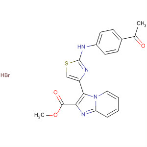 420126-15-4  Imidazo[1,2-a]pyridine-2-carboxylic acid,3-[2-[(4-acetylphenyl)amino]-4-thiazolyl]-, methyl ester, hydrobromide