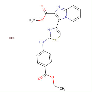 420126-17-6  Imidazo[1,2-a]pyridine-2-carboxylic acid,3-[2-[[4-(ethoxycarbonyl)phenyl]amino]-4-thiazolyl]-, methyl ester,hydrobromide