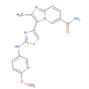 420127-12-4  Imidazo[1,2-a]pyridine-6-carboxamide,3-[2-[(6-methoxy-3-pyridinyl)amino]-4-thiazolyl]-2-methyl-