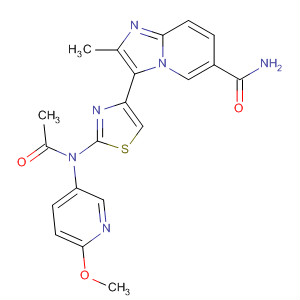 420127-13-5  Imidazo[1,2-a]pyridine-6-carboxamide,3-[2-[acetyl(6-methoxy-3-pyridinyl)amino]-4-thiazolyl]-2-methyl-