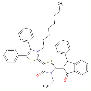 421548-66-5  4-Thiazolidinone,2-(1,3-dihydro-1-oxo-3-phenyl-2H-inden-2-ylidene)-3-ethyl-5-(3-octyl-4,5-diphenyl-2(3H)-thiazolylidene)-