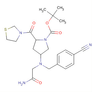 401565-48-8  1-Pyrrolidinecarboxylic acid,4-[(2-amino-2-oxoethyl)[(4-cyanophenyl)methyl]amino]-2-(3-thiazolidinylcarbonyl)-, 1,1-dimethylethyl ester, (2S,4S)-