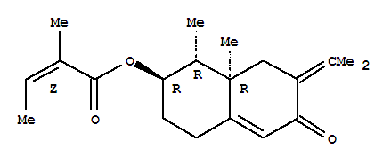 469-26-1  2-Butenoic acid,2-methyl-,(1R,2R,8aR)-1,2,3,4,6,7,8,8a-octahydro-1,8a-dimethyl-7-(1-methylethylidene)-6-oxo-2-naphthalenylester, (2Z)-