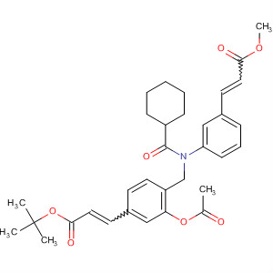 592525-17-2  2-Propenoic acid,3-[3-(acetyloxy)-4-[[(cyclohexylcarbonyl)[3-(3-methoxy-3-oxo-1-propenyl)phenyl]amino]methyl]phenyl]-, 1,1-dimethylethyl ester