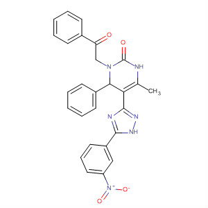 593283-43-3  2(1H)-Pyrimidinone,3,6-dihydro-4-methyl-5-[5-(3-nitrophenyl)-1H-1,2,4-triazol-3-yl]-1-(2-oxo-2-phenylethyl)-6-phenyl-