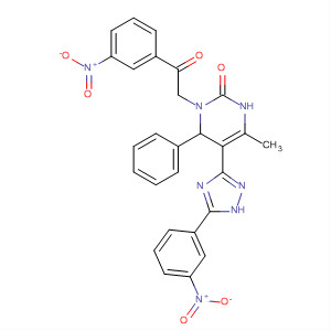 593283-44-4  2(1H)-Pyrimidinone,3,6-dihydro-4-methyl-1-[2-(3-nitrophenyl)-2-oxoethyl]-5-[5-(3-nitrophenyl)-1H-1,2,4-triazol-3-yl]-6-phenyl-
