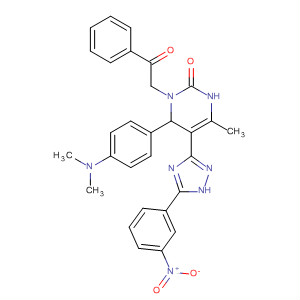 593283-55-7  2(1H)-Pyrimidinone,6-[4-(dimethylamino)phenyl]-3,6-dihydro-4-methyl-5-[5-(3-nitrophenyl)-1H-1,2,4-triazol-3-yl]-1-(2-oxo-2-phenylethyl)-