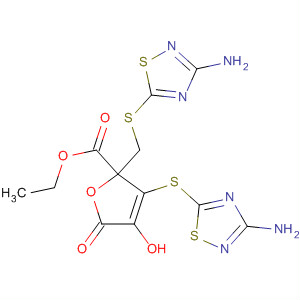 577952-48-8  2-Furancarboxylic acid,3-[(3-amino-1,2,4-thiadiazol-5-yl)thio]-2-[[(3-amino-1,2,4-thiadiazol-5-yl)thio]methyl]-2,5-dihydro-4-hydroxy-5-oxo-, ethyl ester