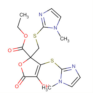 577953-11-8  2-Furancarboxylic acid,2,5-dihydro-4-hydroxy-3-[(1-methyl-1H-imidazol-2-yl)thio]-2-[[(1-methyl-1H-imidazol-2-yl)thio]methyl]-5-oxo-, ethyl ester