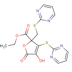 577953-26-5  2-Furancarboxylic acid,2,5-dihydro-4-hydroxy-5-oxo-3-(2-pyrimidinylthio)-2-[(2-pyrimidinylthio)methyl]-, ethyl ester