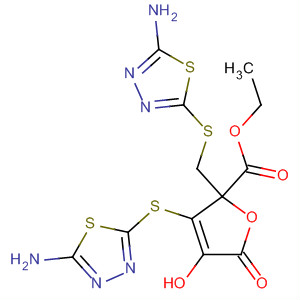 577953-49-2  2-Furancarboxylic acid,3-[(5-amino-1,3,4-thiadiazol-2-yl)thio]-2-[[(5-amino-1,3,4-thiadiazol-2-yl)thio]methyl]-2,5-dihydro-4-hydroxy-5-oxo-, ethyl ester