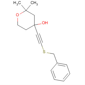 58174-74-6  2H-Pyran-4-ol, tetrahydro-2,2-dimethyl-4-[[(phenylmethyl)thio]ethynyl]-