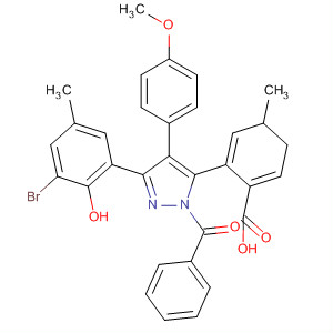 587887-40-9  1H-Pyrazole,1-benzoyl-3-(3-bromo-2-hydroxy-5-methylphenyl)-4,5-dihydro-5-(4-methoxybenzoyl)-4-(4-methoxyphenyl)-