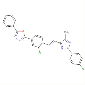 59098-73-6  1,3,4-Oxadiazole,2-[3-chloro-4-[2-[2-(4-chlorophenyl)-5-methyl-2H-1,2,3-triazol-4-yl]ethenyl]phenyl]-5-phenyl-