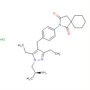 562816-41-5  2-Azaspiro[4.5]decane-1,3-dione,2-[4-[[1-[(2S)-2-aminopropyl]-3,5-diethyl-1H-pyrazol-4-yl]methyl]phenyl]-,monohydrochloride