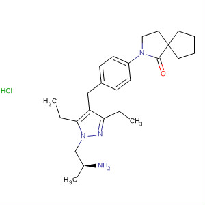 562816-58-4  2-Azaspiro[4.4]nonan-1-one,2-[4-[[1-[(2S)-2-aminopropyl]-3,5-diethyl-1H-pyrazol-4-yl]methyl]phenyl]-,monohydrochloride