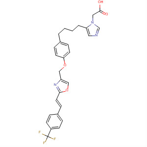 568594-78-5  1H-Imidazole-1-acetic acid,5-[4-[4-[[2-[(1E)-2-[4-(trifluoromethyl)phenyl]ethenyl]-4-oxazolyl]methoxy]phenyl]butyl]-