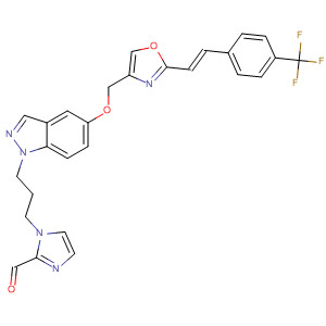 568596-43-0  1H-Imidazole-2-carboxaldehyde,1-[3-[5-[[2-[(1E)-2-[4-(trifluoromethyl)phenyl]ethenyl]-4-oxazolyl]methoxy]-1H-indazol-1-yl]propyl]-