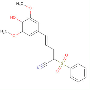 569343-75-5  2,4-Pentadienenitrile,5-(4-hydroxy-3,5-dimethoxyphenyl)-2-(phenylsulfonyl)-, (2E,4E)-