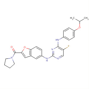 575479-92-4  Pyrrolidine,1-[[5-[[5-fluoro-4-[[4-(1-methylethoxy)phenyl]amino]-2-pyrimidinyl]amino]-2-benzofuranyl]carbonyl]-