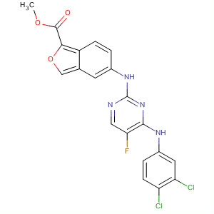 575483-42-0  2-Benzofurancarboxylic acid,5-[[4-[(3,4-dichlorophenyl)amino]-5-fluoro-2-pyrimidinyl]amino]-, methylester